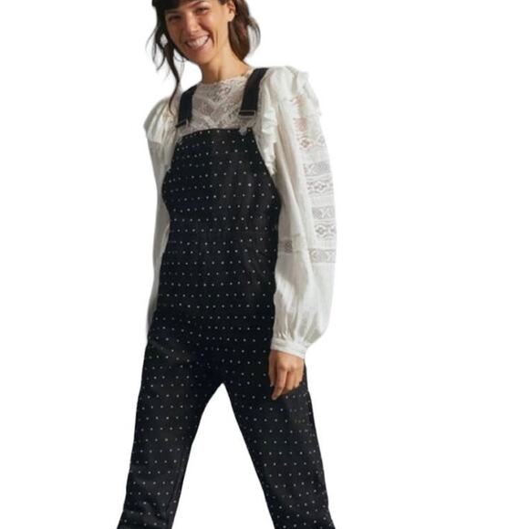 WEWOREWHAT Basic Crystal Embellished Black Overalls NEW Size Small - Picture 1 of 12